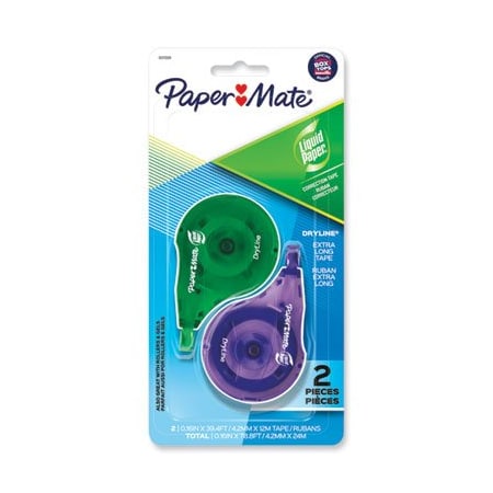 Sanford Paper Mate, Dryline Correction Tape, Non-Refillable, 1/6in X 472in, 2PK 6137206
